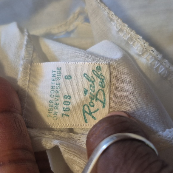 vintage Floral Embroidered Top lace trim tiered Tunic White Cotton Blend Tank - Picture 5 of 6